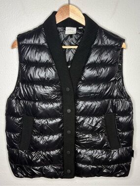 Varley Colwyn Combo Boxy Gilet Black Size L Puffer Snap Button